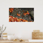 Fall Leaves in Waterfall I Autumn Photography Poster (Keuken)
