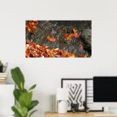 Fall Leaves in Waterfall I Autumn Photography Poster (Thuiskantoor)