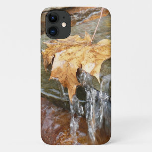 Fall Leaves in Waterfall II Autumn Photography iPhone 11 Hoesje