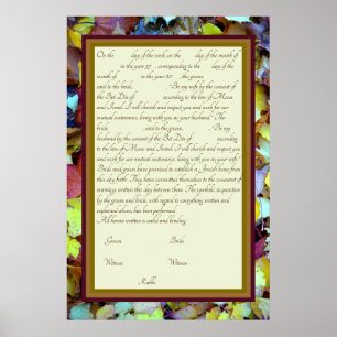 Fall Leaves Ketubah Canadian Reform Text Poster