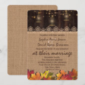 Fall Leaves Lace Burlap Wood Wedding Invitation (Devant / Derrière)