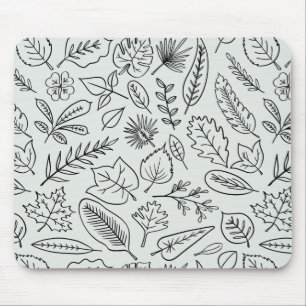 Fall Leaves Line Art Pattern - Cute Minimal Simple Muismat