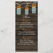 Fall Leaves Mason Jar Wedding Menu Kaarten (Voorkant)