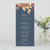 Fall Leaves | Menu Navy Blue & Burgundy Wedding (Staand voorkant)