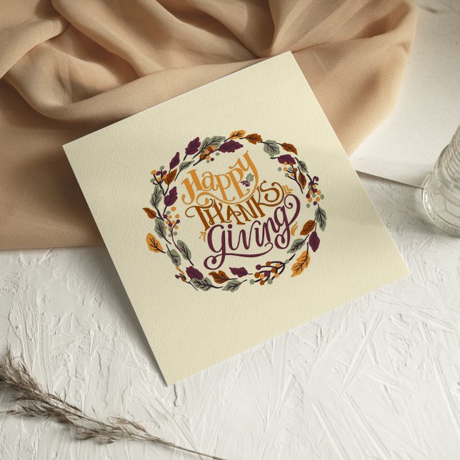 Fall Leaves met Happy Thanksgiving-kaart (Creator heeft geüpload)