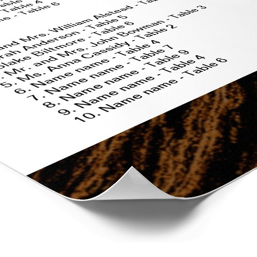 Fall Leaves Monogram Wood Wedding Seding Chart Poster (Hoek)