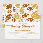 Fall Leaves Mustard Boho Baby shower Invitation Kaart (Voorkant / Achterkant)