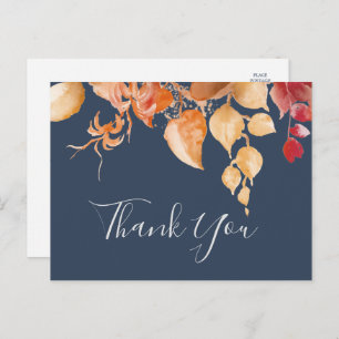 Fall Leaves Navy Blue Hartelijk dank Briefkaart