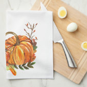 Fall Leaves Ornage Pumpkins Fancy Theedoek (Quarter Fold)