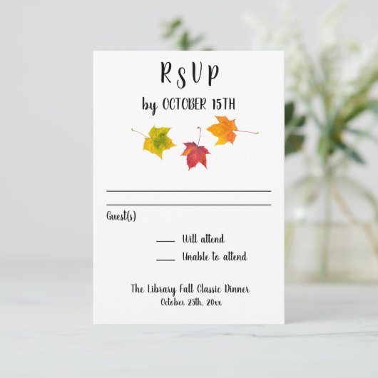 Fall Leaves Party Event Reception Réponse RSVP (Debout devant)
