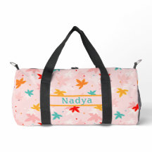Fall Leaves Pink Pattern Duffel Bag