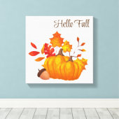 Fall Leaves Pumpkins Wrapped Canvas Art (Insitu (Houten vloer))