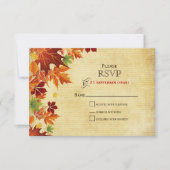 Fall Leaves Rustic Wedding RSVP Kaartje (Voorkant)