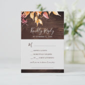 Fall Leaves | Rustic Wood Song Request RSVP Card Kaartje (Staand voorkant)