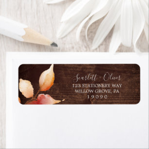 Fall Leaves   Rustige Wood Return Address Label
