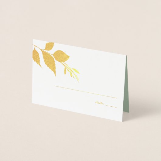 Fall Leaves Sage Green Wedde Place Card Folie Kaarten (Voorkant)