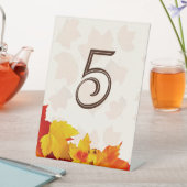 Fall Leaves Table Number Standing Sign Reclamebord Met Voetstuk (Insitu)