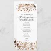 Fall Leaves Thanksgiving Dinner Flat Menu (Devant / Derrière)