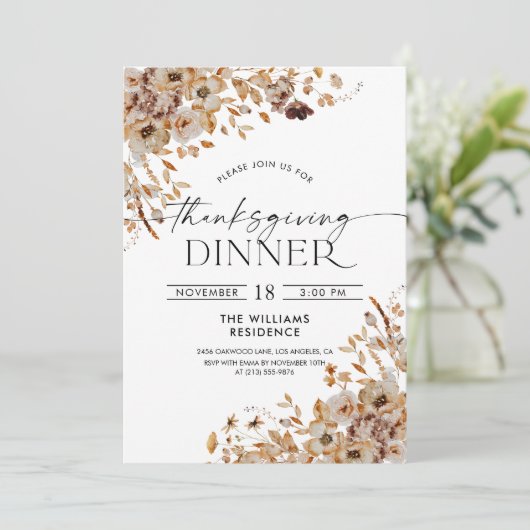 Fall Leaves Thanksgiving Dinner Invitation (Debout devant)