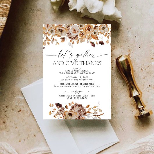Fall Leaves Thanksgiving Dinner Invitation