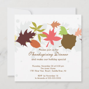 Fall Leaves Thanksgiving Dinner Party Kaart