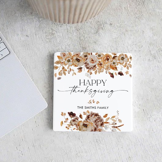 Fall Leaves Thanksgiving Dinner  Vierkante Kartonnen Onderzetter
