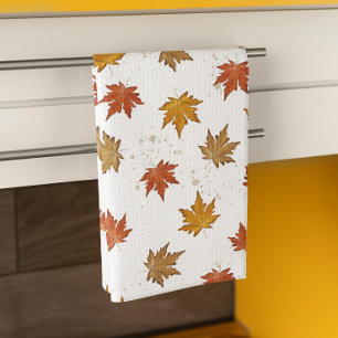 Fall Leaves Waterverf Pattern Theedoek