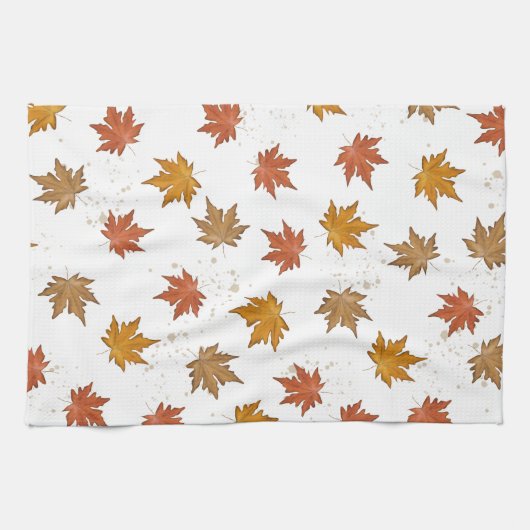 Fall Leaves Waterverf Pattern Theedoek (Horizontaal)