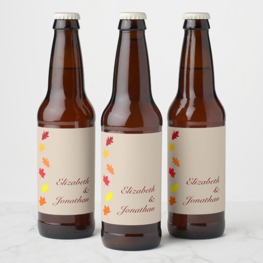 Fall Leaves Wedding Bier Etiket (Flessen)