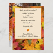 Fall Leaves Wedding Invitation Flat Kaart herfst (Voorkant / Achterkant)
