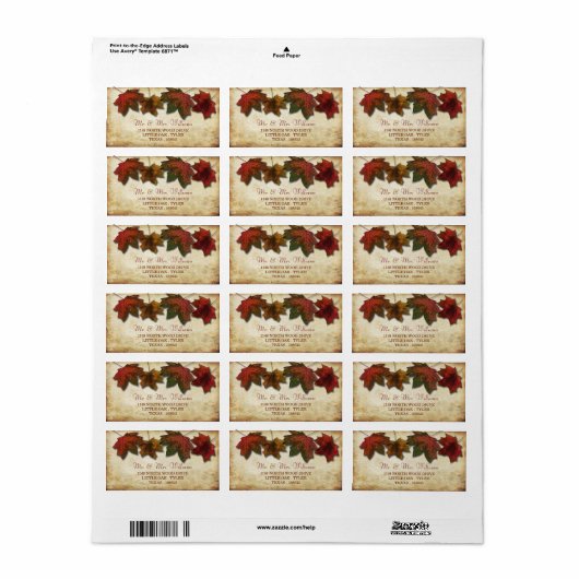 Fall Leaves Wedding Labels (Full Sheet)