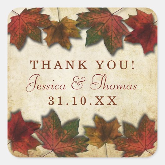 Fall Leaves Wedding Sticker (Voorkant)
