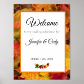 Fall Leaves Welcome Wedding Celebration Sign Poster (Voorkant)