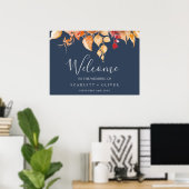 Fall Leaves | Welkomsthuwelijk van Navy Blue en Bu Poster (Thuiskantoor)