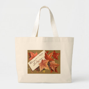 Fall Leaves wenst u een fijne Thanksgiving Grote Tote Bag