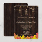 Fall Leaves Wood Old Lantern REHEARSAL DINNER Kaart (Voorkant / Achterkant)