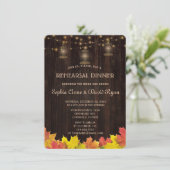 Fall Leaves Wood Old Lantern REHEARSAL DINNER Kaart (Staand voorkant)