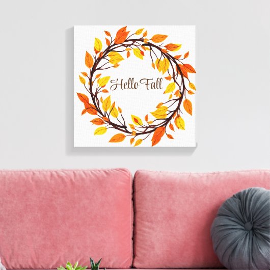 Fall Leaves Wreath Canvas Art (Insitu (Woonkamer))
