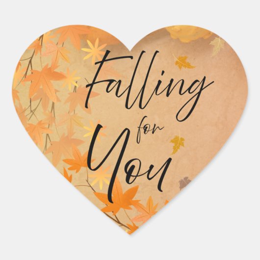 Fall Love Heart Sticker Parchment Leaves (Devant)