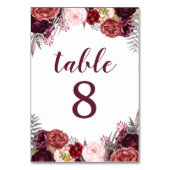Fall Marsala Peony Mariage Numéro de tableau Carte (Dos)