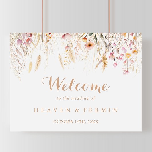 Fall Meadow Wild Floral Mariage Affiche de bienven