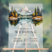 Fall Mountain Forest Lake Wedding Welcome Acryl Bord (Neutraal)