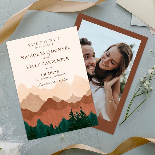 Fall Mountain Terracotta Forest Save the Date
