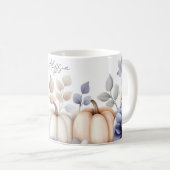 Fall Mug with blue and beige Pumpkins and Flowers (Devant droit)