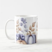 Fall Mug with blue and beige Pumpkins and Flowers (Gauche)
