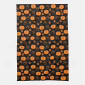 Fall Orange and Black Pumpkins and Paws Halloween  Theedoek (Verticaal)