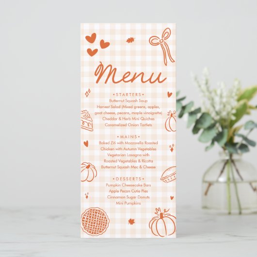 Fall Orange Hand Drawn A Little Cutie Pie Menu (Debout devant)