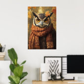 Fall Owl Art Print, Autumn Clothes, Rustic Home Poster (Thuiskantoor)