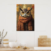 Fall Owl Art Print, Autumn Clothes, Rustic Home Poster (Keuken)