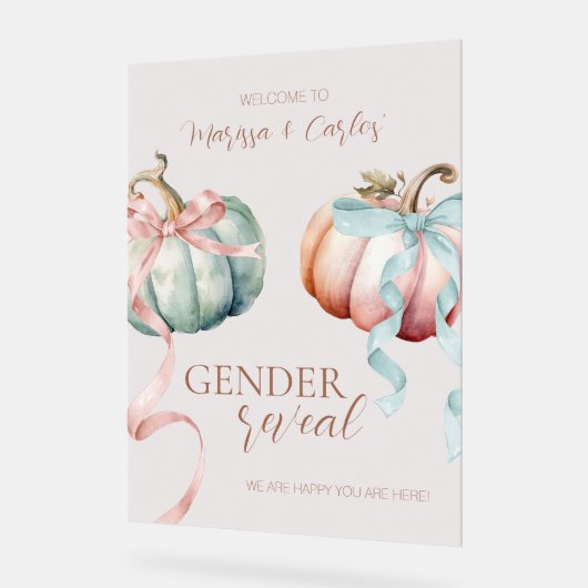 Fall Pastel Citrouilles et Bows Affiche de bienven (Angle)